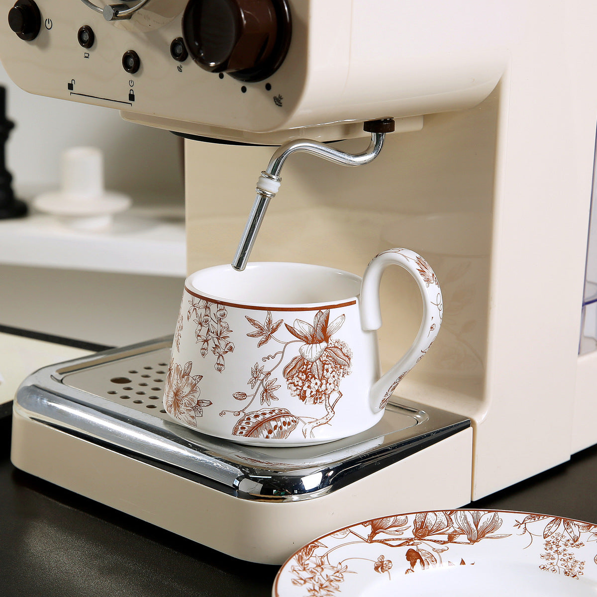 Garden style Ceramic Coffee Cup & Saucer Gift Set: Perfect for Tea and Latte