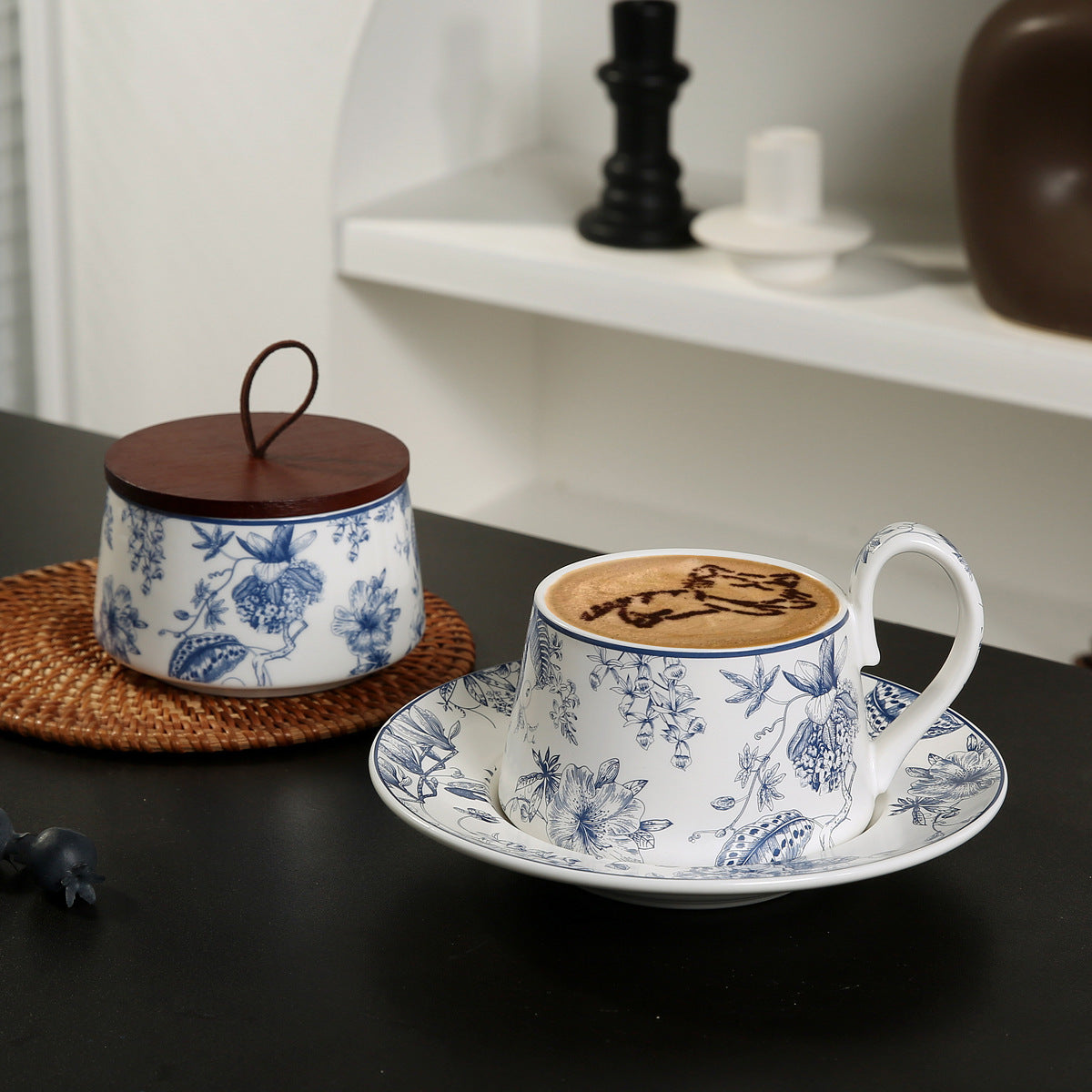 Garden style Ceramic Coffee Cup & Saucer Gift Set: Perfect for Tea and Latte