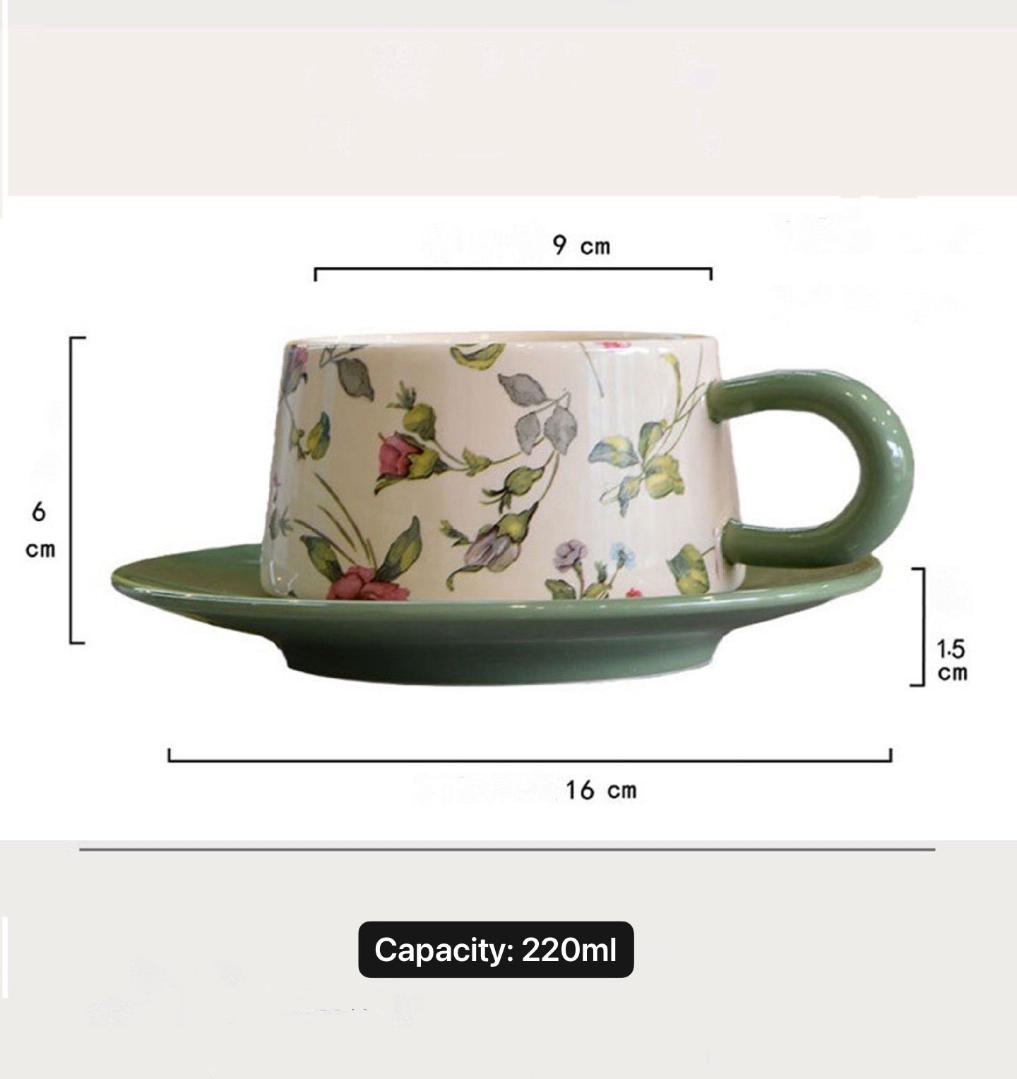 Cottage Style Ceramic Coffee Cup & Saucer Set for Afternoon Tea